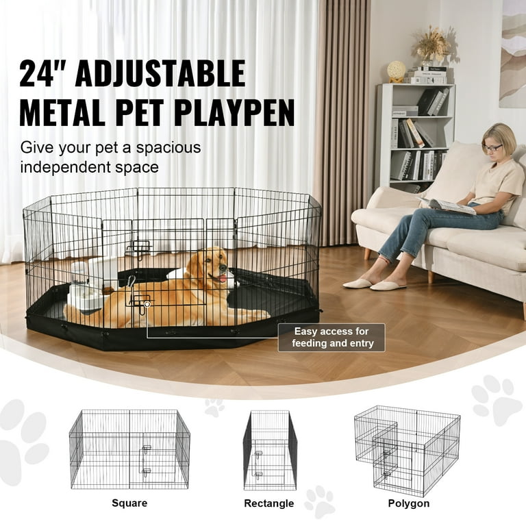 SKYSHALO Dog Playpen 8 Panels Foldable Metal Dog Exercise
