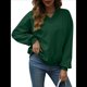 thumbnail image 1 of Sudadera con Capucha para Mujer, de Gran Tamaño, con Cuello en V, Informal, Cómoda, Básica, Moda de Otoño 2025. Verde L, 1 of 10