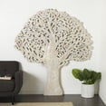 thumbnail image 2 of DecMode White Mango Wood Large Carved Tree Wall Decor with Scrollwork, 2 of 13