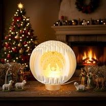 Light up Nativity Scene Christmas Paper Nativity Scene with LED Light 7.08 Inch Indoor Jesus Lamp Table Decorations Religious Christian Gifts for Women Home Xmas Decor
