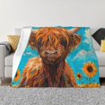 thumbnail image 1 of Balery Cute Cow Sunflowers Art Manta de Franela con Dibujo, Lujo Ultra Suave y Cálido, Antipelusa y Resistente a las Arrugas para Cama, Sofá, Camping -80"x60", 1 of 6