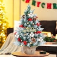 thumbnail image 2 of Pre-Lit Artificial Mini Christmas Tree,24 Inch Snow Flocked Artificial Pine Xmas Tree with 30 LED Lights, Red Barries, Cotton, Pinecones For Indoor Outdoor Christmas Holiday Decor, 2 of 8