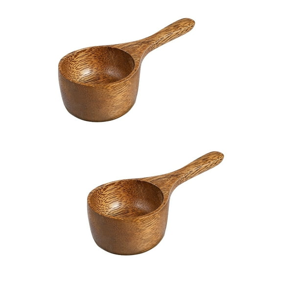 2-Pack Acacia Wood Measuring Spoons with Rivet Handle, Mushroom Shape for Coffee, Soup, Beans, Kitchen Cooking Tools