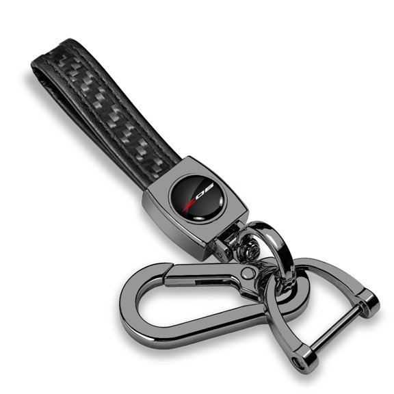 iPick Image for Chevrolet Corvette C8 Z06 Real Black Carbon Fiber Strap Gunmetal Black Hook Key Chain, Official Licensed
