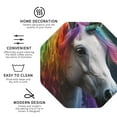 thumbnail image 4 of Fuzoiu Colorful Haired White Horse Print Leather Coasters Set,Drink Coasters Set of 6,for Tabletop Protection, Durable PVC Coasters,Home Décor and Housewarming Gift,Octagon, 4 of 7
