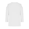 thumbnail image 5 of qucoqpe Women's 3/4 Sleeve Tops Solid Color Fashion Cold Shoulder Comfy V-Neck Shirts Casual Loose Tunics Blouse, 5 of 5