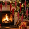 thumbnail image 4 of 6-Piece Flocked Red Finial Drop Christmas Ornaments, Velvet Teardrop Baubles with Rich Plush Texture, Hanging Tree Decor for Warm Holiday Displays, 4 of 7