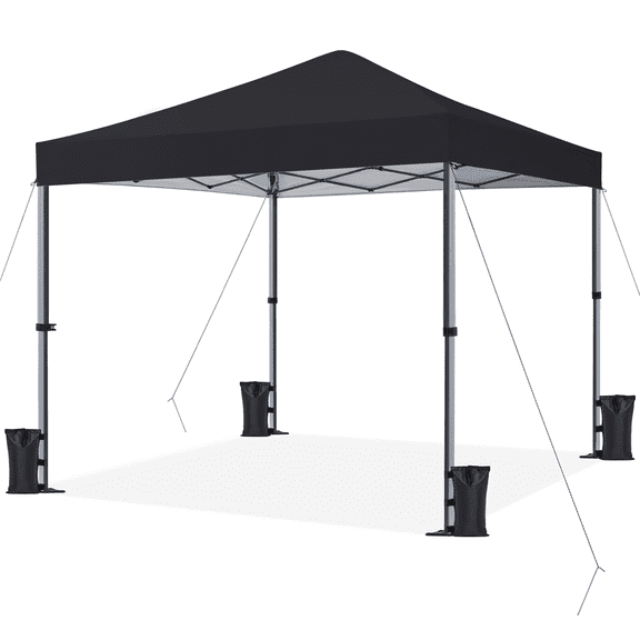 Renwick 8x8 Ft Instant Pop Up Canopy with One Push To Lock Setup Mechanism, Black