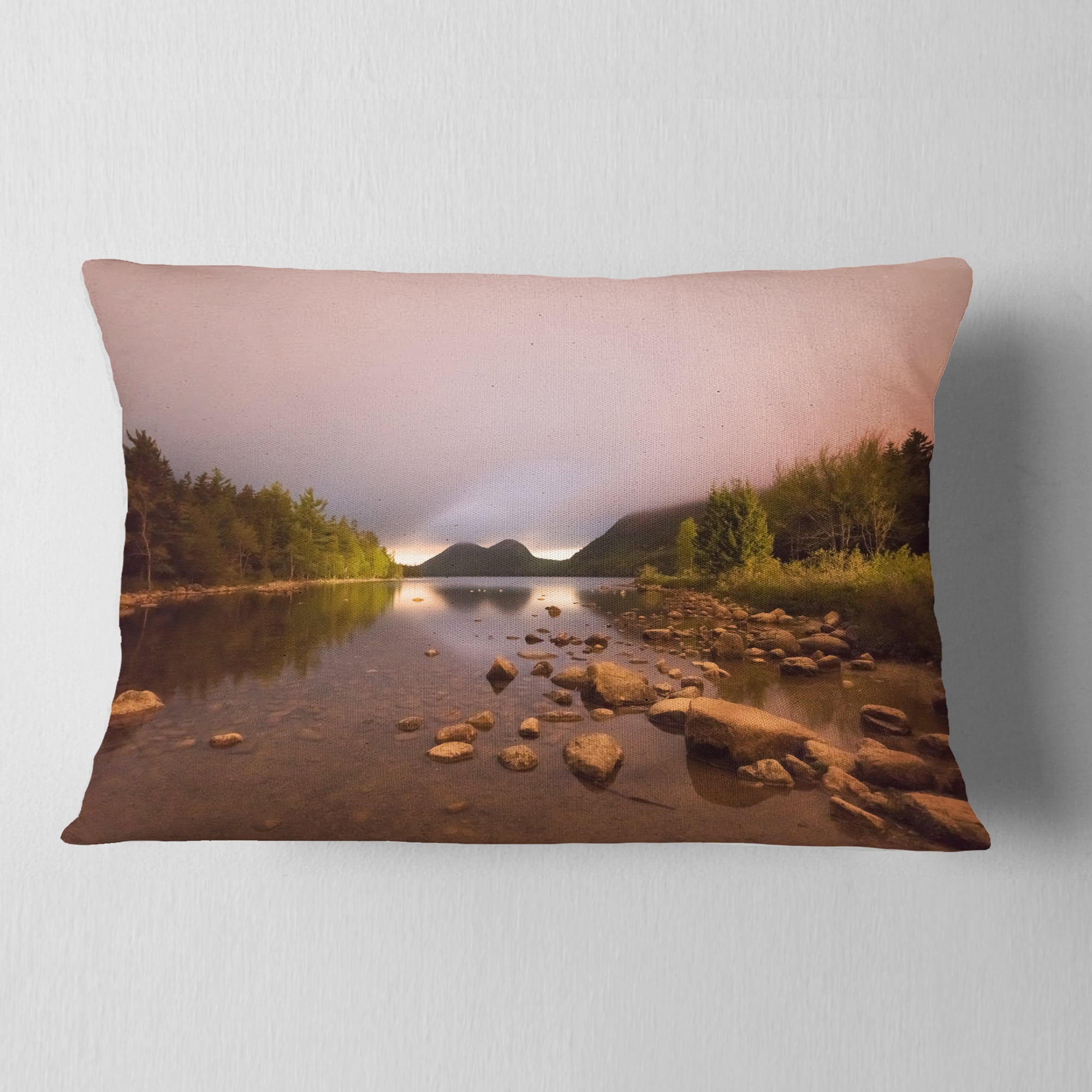 Designart 12" x 20" Blue Polyester Throw Pillow