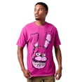 thumbnail image 4 of Five Nights At Freddy's Bonnie Face Men's Purple Spiral Spiral Tie-Dye Crew Neck Short Sleeve T-shirt XXL, 4 of 7