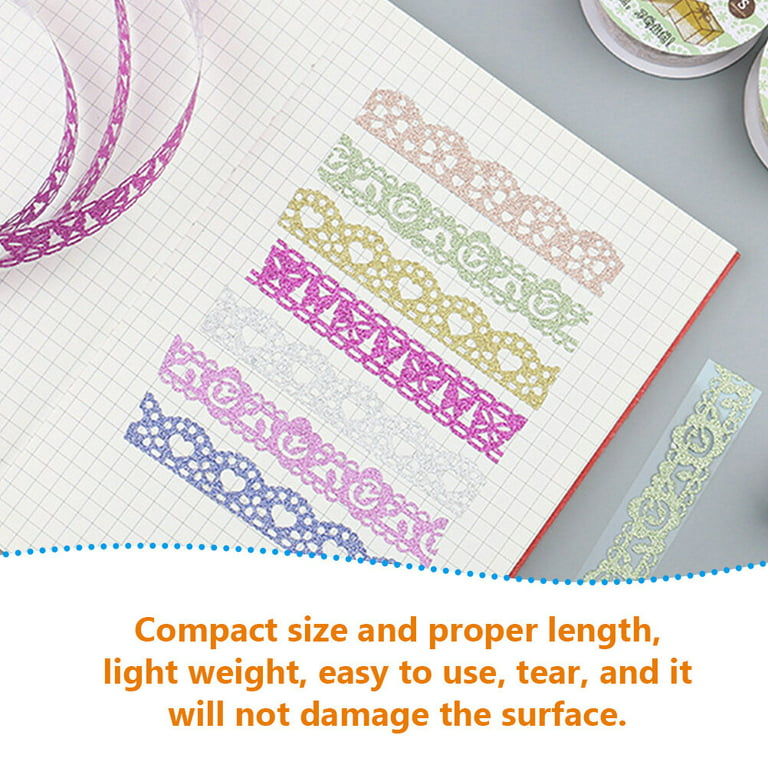 8 Rolls Lace Pattern Self-Adhesive Tape Glitter Bling Sticker Colorful Tape for Frame Gift Wrapping (Mixed Style), Size: 5.9x2x2cm