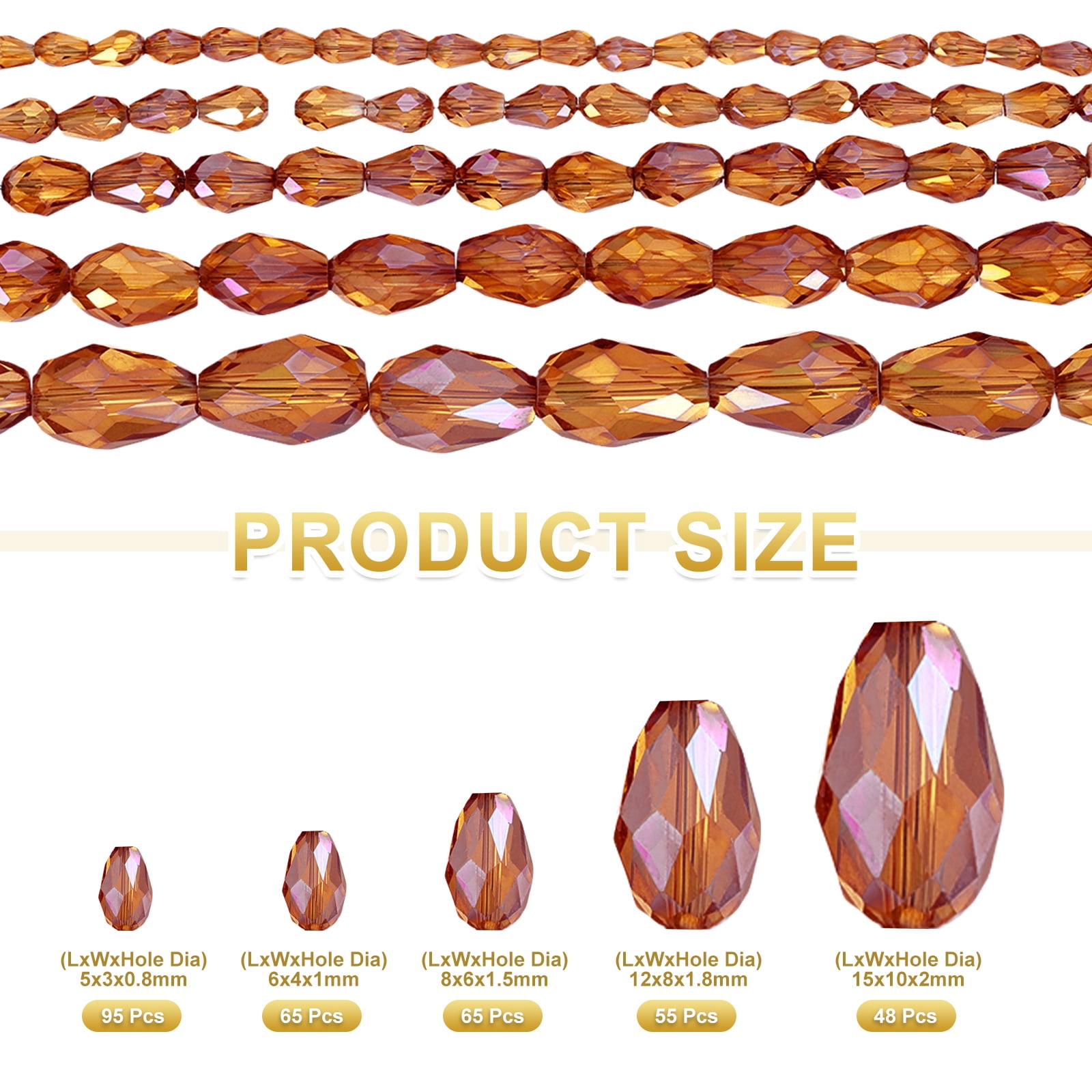 Uxcell 328 PCS Teardrop Crystal Glass Beads, 3x5mm Faceted Shape Crystal AB for Necklace Bracelet Earrings DIY Jewelry Crafts Making Supplies, Red AB