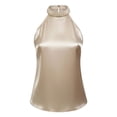 thumbnail image 6 of cocolona Beaded Off-Shoulder Satin Tank Tops Sleeveless Elegant Work Solid Color Blouses, 6 of 7