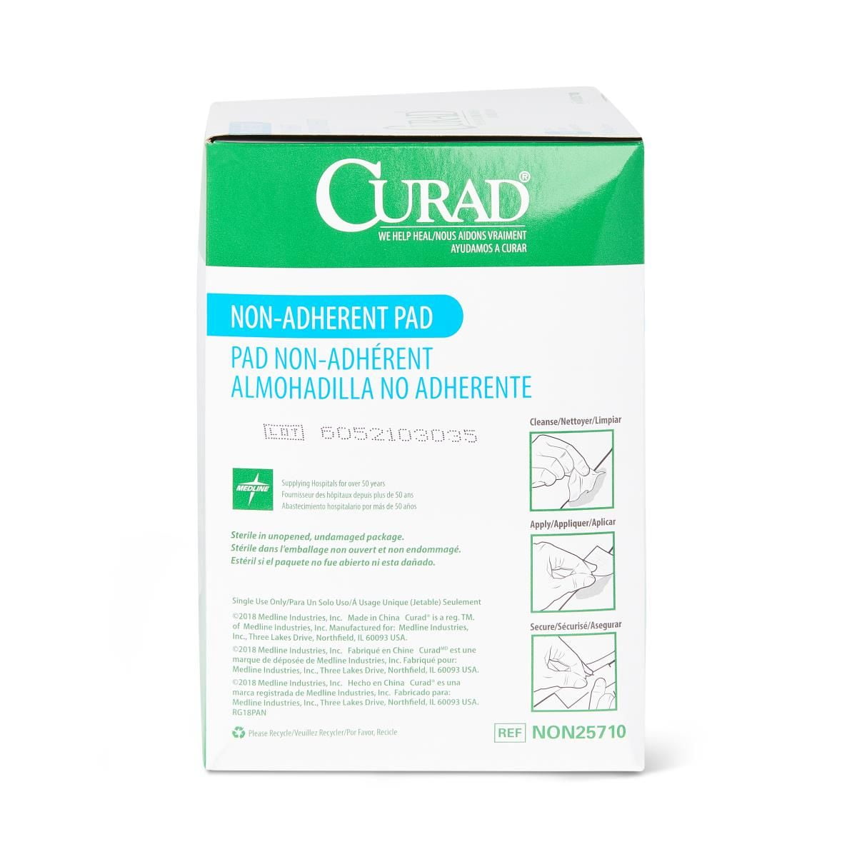 Curad Sterile Non-Adherent First Aid Gauze Pads, 3" x 4", 100 Count