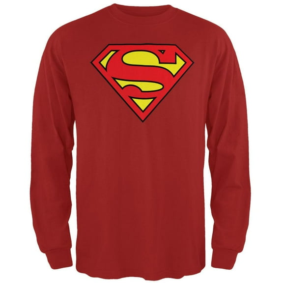 Superman - Shield Logo Red Long Sleeve T-Shirt - Small