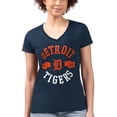 thumbnail image 4 of Women's G-III 4Her by Carl Banks Navy Detroit Tigers Super-Slim Fit Lightweight City Graphic V-Neck T-Shirt, 4 of 5