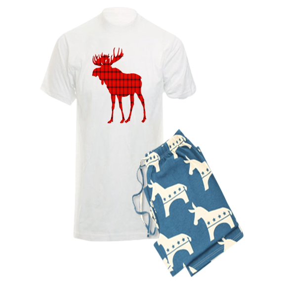 CafePress - Moose: Rustic Red Plaid Pajamas - Men's Light Pajamas