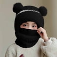 thumbnail image 2 of Lorytime Kids Winter Hat with Neck Warmer Attached Warm Scarf Bear Ears Cap Windproof Double Layer Hat 3-6 Years, 2 of 4