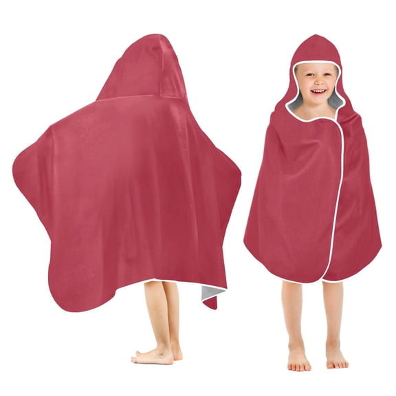 joogoo Rose Red Solid Kids Hooded Beach Towel Baby Bath Towel 23.5"x50"