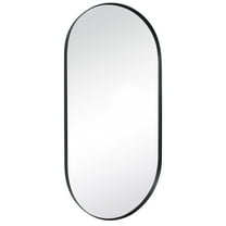 TEHOME 20x40" Black Metal Framed Oval Capsule Bathroom Mirror