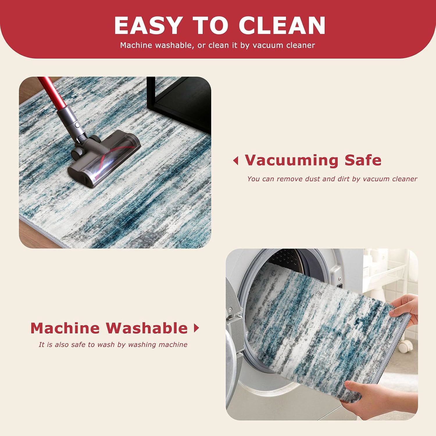 iOhouze Runner Rug 2x8 Kitchen Runner Rugs Non-Slip Washable Soft Print Distressed Blue Carpet Runner for Entryway Bathroom Laundry Room Foyer