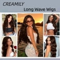 thumbnail image 6 of Creamily 26 Inch Brown Wigs for Women V Part Body Wave Wigs Synthetic Curly Wig Long Brown Wigs Cap, 6 of 9