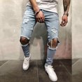 thumbnail image 2 of Giftesty Men Pants Clearance,Mens Skinny Stretch Denim Pants Distressed Ripped Freyed Slim Fit Jeans Trousers, 2 of 9