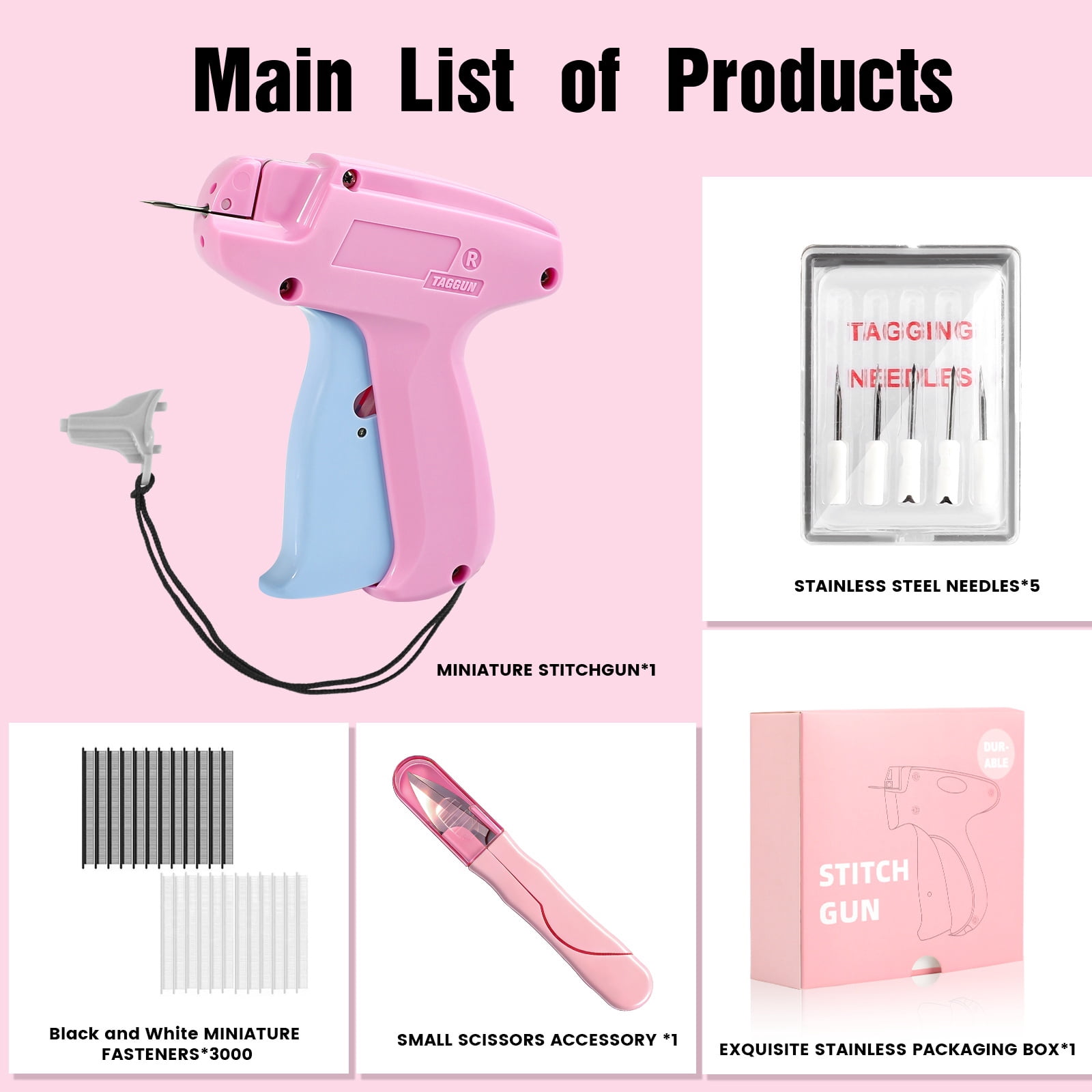 ROSYNEY Tagging Gun for Clothing, Retail Pricing Tag Gun Kit with 1000 Barbs Fasteners & 6 Needles