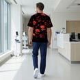 thumbnail image 7 of Halloween Scrub Tops for Men Short Sleeve V Neck Pumpkin Print Tees Stretch Wrinkle-Resist Nurse Medical Scrubs, S, 7 of 7