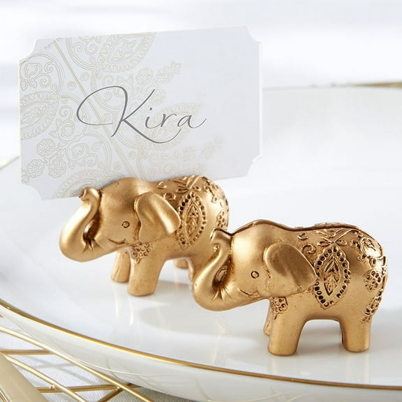 Kate Aspen Place Card Holder, Lucky Golden Elephant Table Number Holders Stands, Perfect Wedding Favor, Thanksgiving Decor, Bachelorette Favor or Bridal Shower Favor - 2 Sets of 6, 12 Pieces