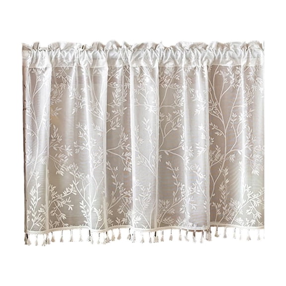 JHyouerji Kitchen Curtains White Short Window Curtains for Bathroom Living Room Rod Pocket Curtain for Kitchen Bathroom Living Room Decor