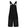 thumbnail image 3 of DLfVUB Denim Bib Overalls for Men Adjustable Straps Straight Pants Loose Fit Casual Jean Jumpsuit Chest Pocket Washed Suspender Shorts Black XL, 3 of 5