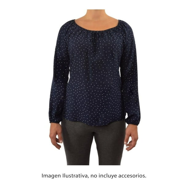 Blusa George Talla EG Campesina Puntos Marino