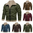 thumbnail image 5 of guisaled Suede Jacket Men Zipper Lapel Collar Sherpa Lined Jackets Winter Warm Thicken Fleece Jacket Military Tactical Jacket Clothing Items, 5 of 6