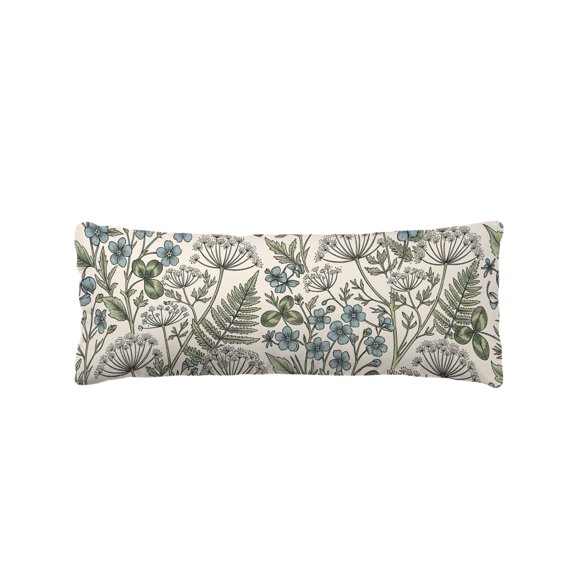 Botanical Herbs Vintage Body Pillow Cover 20 x 54 Inch Decorative Pillow Cover Green Floral Leaves Summer Lumbar Pillowcase Seasonal Rectangle Cushion Case for Couch Sofa Bed Living Room