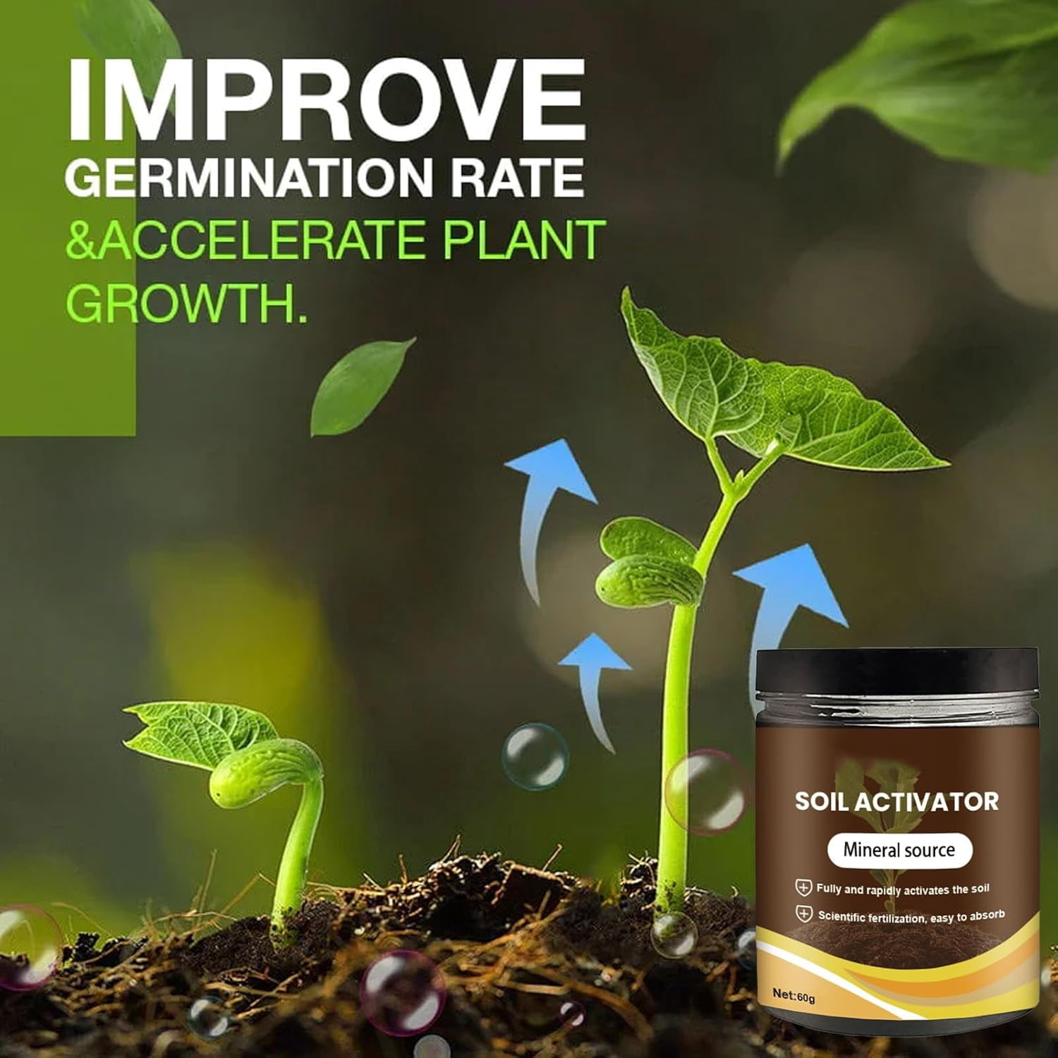 2PCS Soil Activators, Organic Soil Activators and Plant Fertilizers, Garden Beds for Cultivation, Potting Mix and Seedling Compost, Promoting Plant Rooting 60g