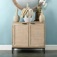 thumbnail image 2 of J&D Designs Reed 2-Door Coastal Wood & Iron Accent Cabinet in Brown, 2 of 5