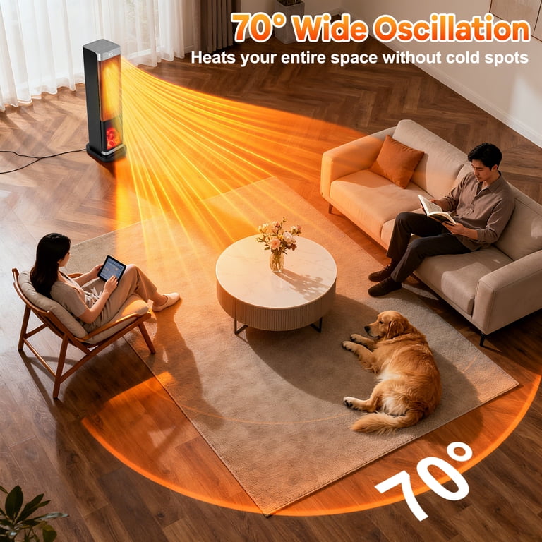 WLRETMCI 2000W Tower Space Heater, Ceramic, Remote photo 7