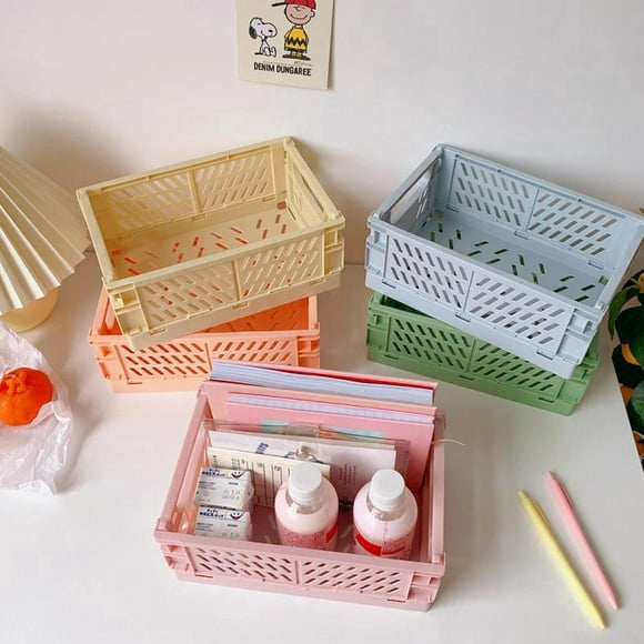 Caja de Almacenamiento Plegable Mini Pack de 4 para Escritorio Apto para Dormitorio Oficina Hogar Cocina Material Plástico Organizador de Escritorio