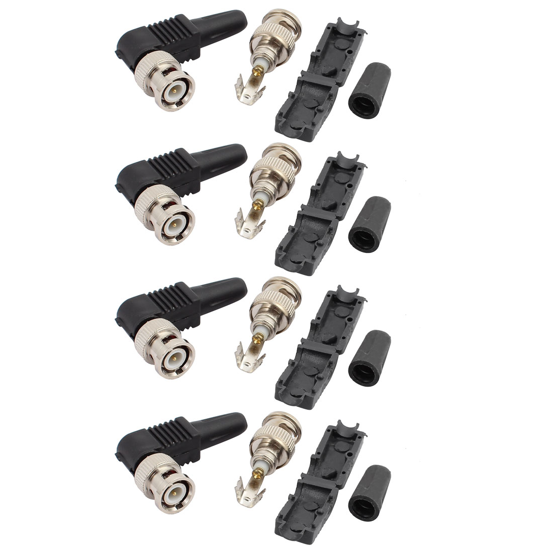 8Pcs Solderless Coaxial Cable Plastic Tail BNC Male Bent Connector