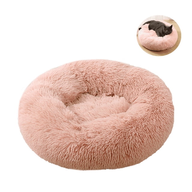 Cama para perros o gatos de felpa estilo donut, lavable, cómoda y relajante (60 cm)