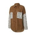 thumbnail image 5 of Franhais Casual Women Leopard Spliced Corduroy Shirts Fall Spring Fahsion Turn down Collar Button Up Tops Plus Size Female Shirts（S-2XL）, 5 of 9