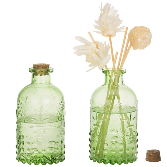 Botella difusora Reed MyGift de vidrio verde vintage, juego de 2