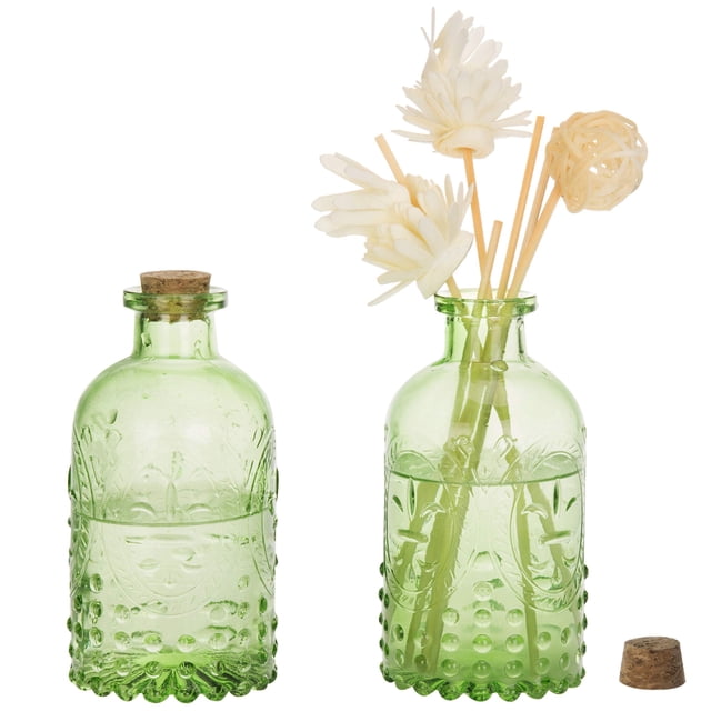 Botella difusora Reed MyGift de vidrio verde vintage, juego de 2
