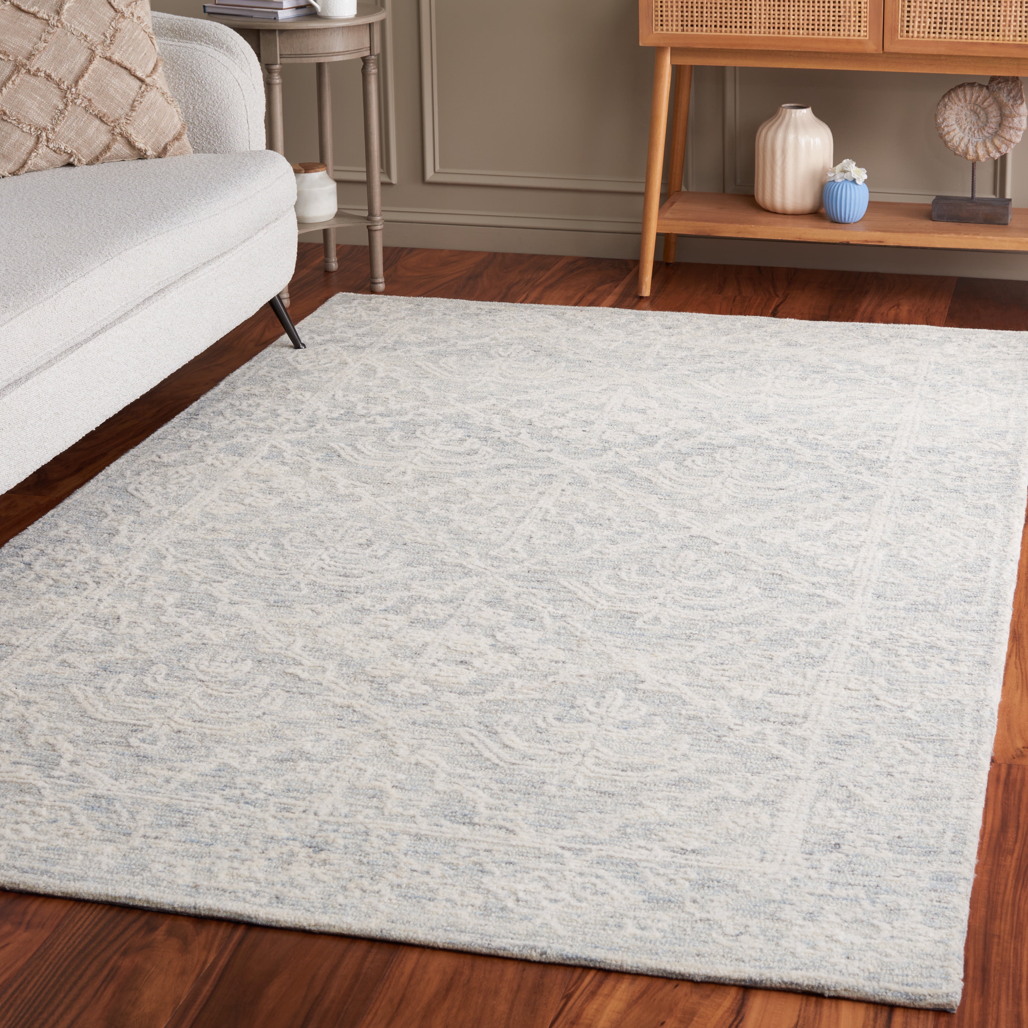 SAFAVIEH Ebony Aidan Geometric Area Rug, Ivory/Light Grey, 6' x 9'