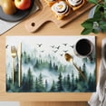 thumbnail image 2 of Green White Forest Placemats Set of 4 Watercolor Modern Mountain Place Mats Indoor Wipeable Table Mats Washable Cloth Dining Table Placemats for Kitchen Holiday Party Home Decor 13x19 Inch, 2 of 9