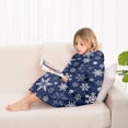 thumbnail image 4 of Dark Blue Christmas Snowflake Pattern Blanket Hoodies for Kids 6-13YR Oversize Wearable Blanket Hoodies for Boys Girls Teens, 4 of 7