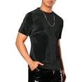 thumbnail image 4 of INSPIRE CHIC Velvet T-Shirts for Men's Crew Neck Short Sleeve Tee Tops Disco Velour t Shirts L Black, 4 of 5