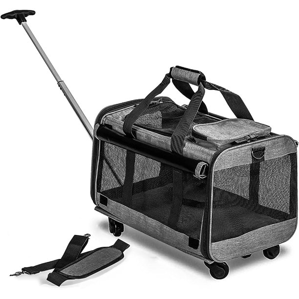 Pet Carrier Airline Approved ,Cat Carrier with Wheels, Pet Carrier for