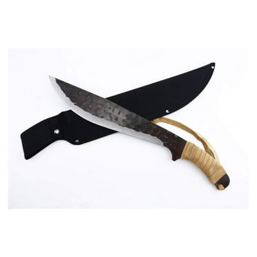 Blazing S. 20" Barong Hunting Trail Cutting Machete, Heavy Duty, Leather Wrapped Handle with Nylon Sheath